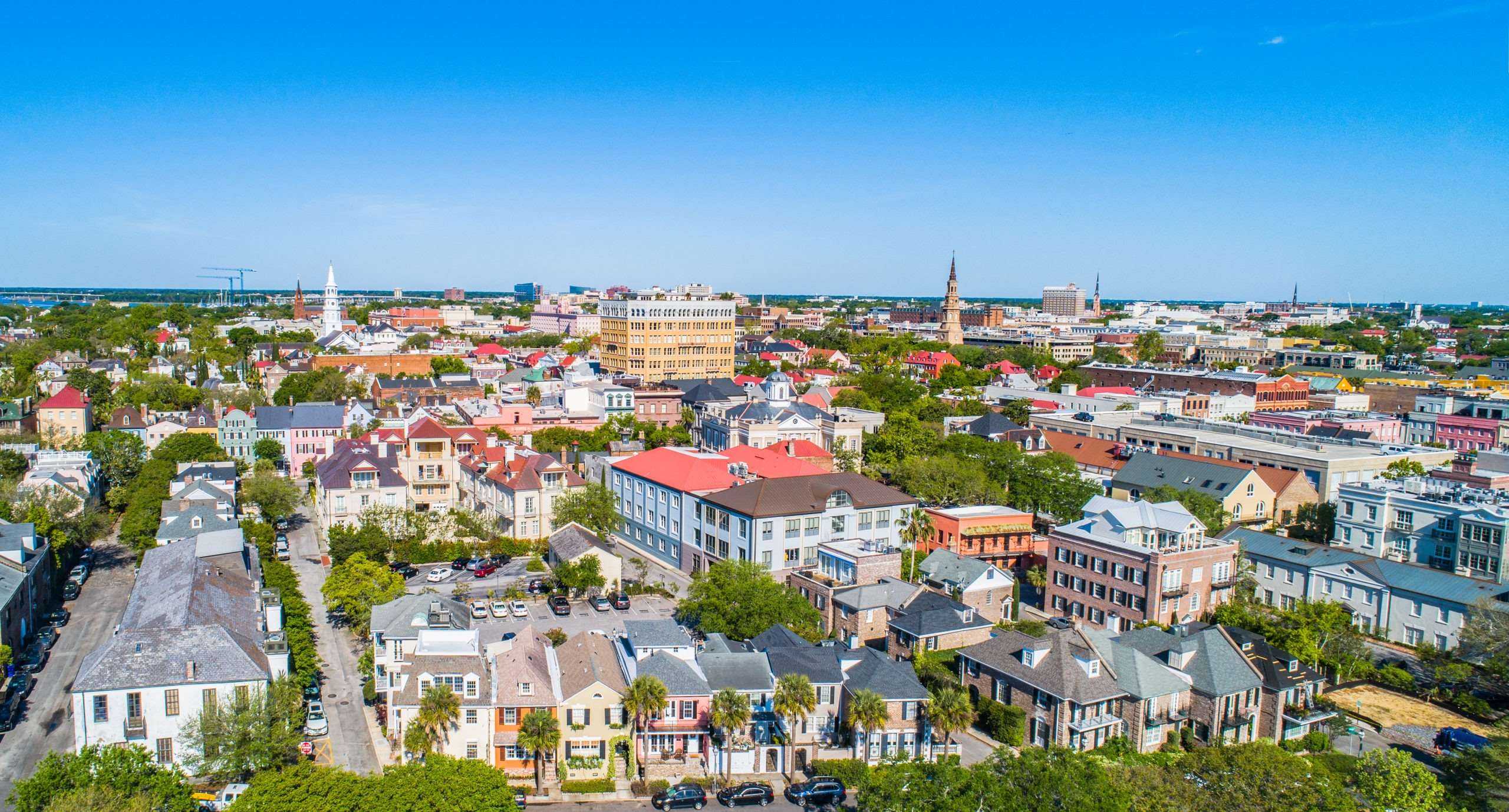 Aerial view of downtown Charleston, SC
