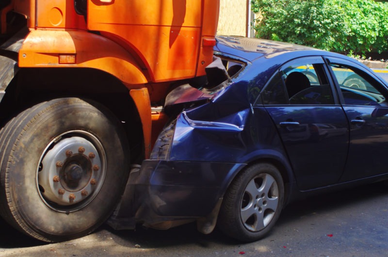 rear-end collision with truck and passenger vehicle