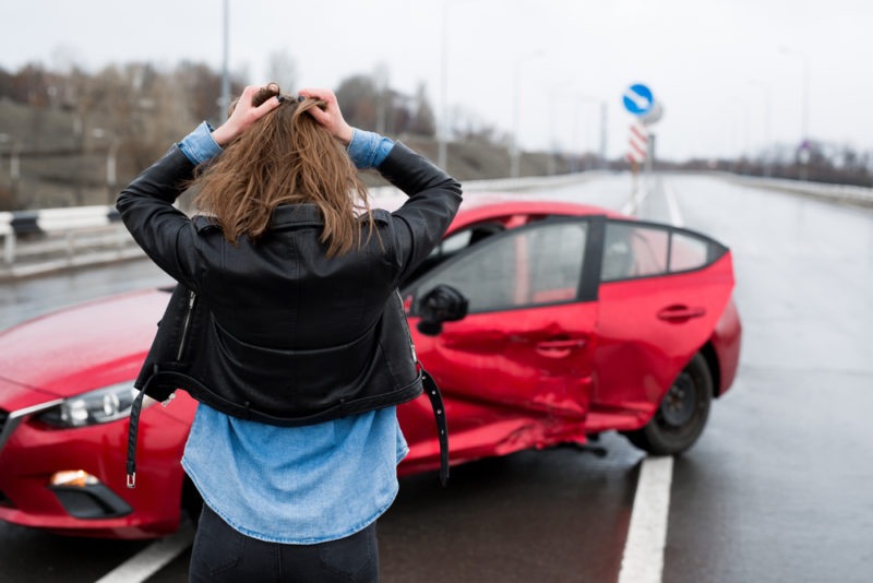 woman frustrated after car accident