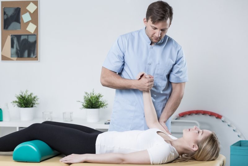 patient receiving physical therapy