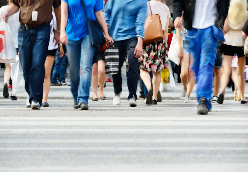A crowd of pedestrians. Discuss your legal options with a Myrtle Beach pedestrian accident lawyer.